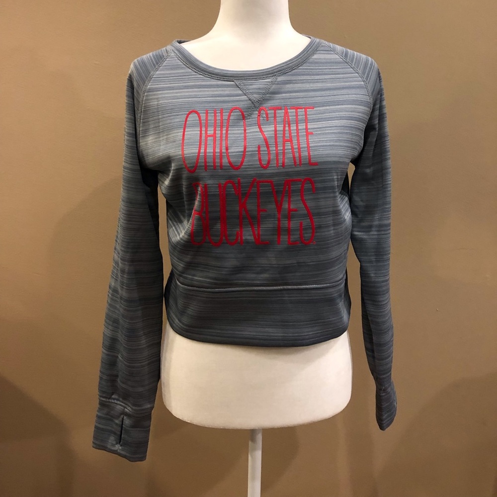 J. America Gray Crop Ohio State Buckeyes Top, Size M